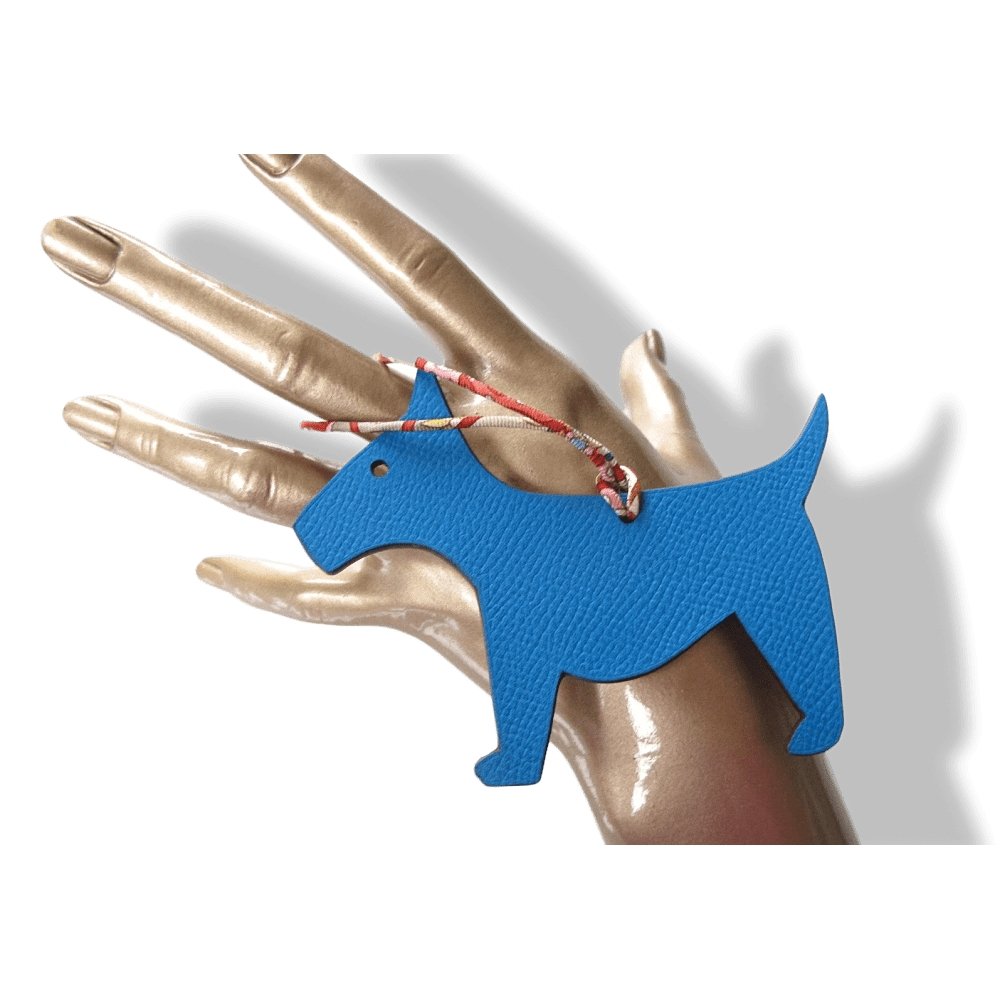 Hermes Dark Turquoise Dark Brown Dog Fox Terrier Petit H Bag Charm GM, NIB! - poupishop