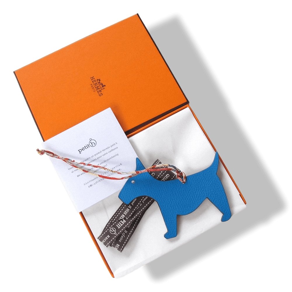 Hermes Dark Turquoise Dark Brown Dog Fox Terrier Petit H Bag Charm GM, NIB! - poupishop