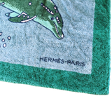 Hermes Vert/Turquoise "Dauphins" Beach Towel 90 x 150 cm