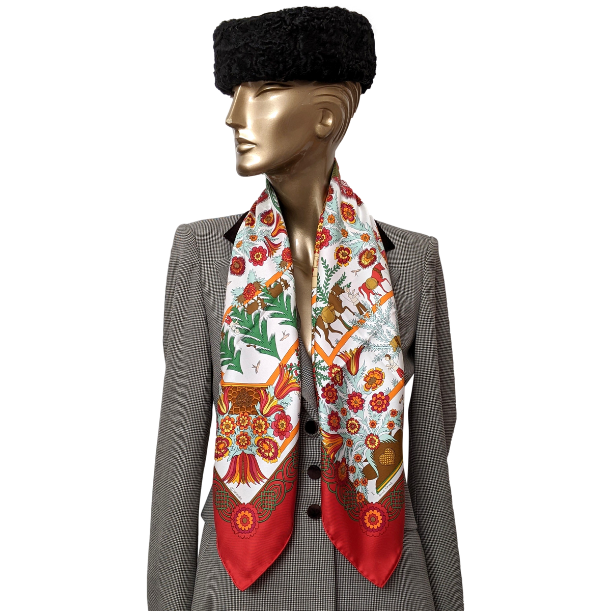 Hermes 1997 Special Limited Issue for Gstaad "Decoupage" by Anne Rosat Twill 90cm