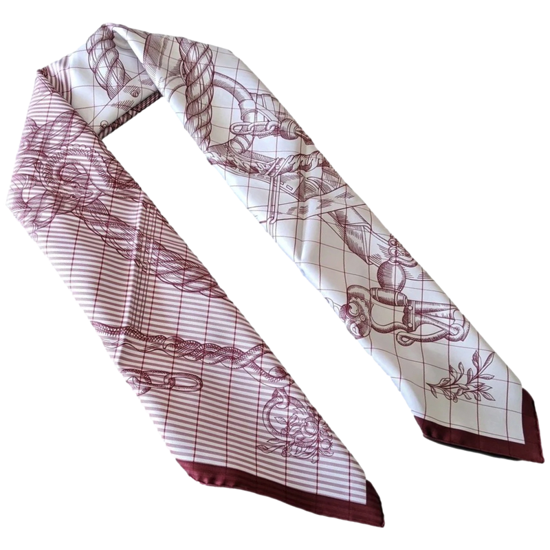 Hermes [C33] 2019 Burgundy White DELLA CAVALLERIA FINESSE by Virginie Jamin Twill 90cm