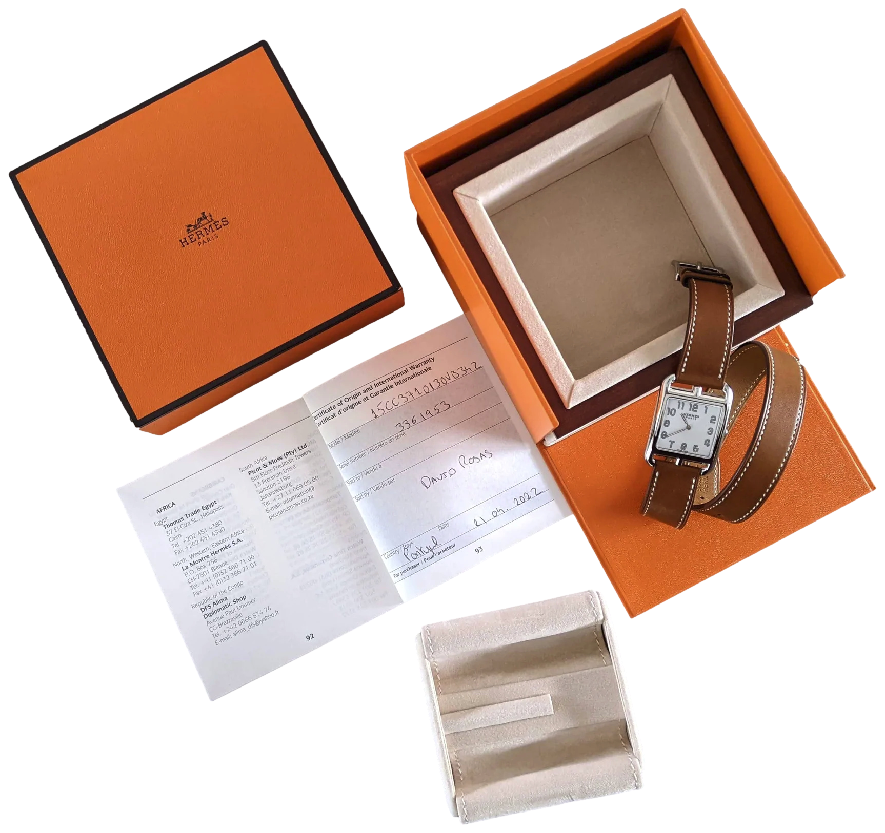Hermes [M03] Barenia "Double Tour Cape Cod" Watch Large Model 37 mm