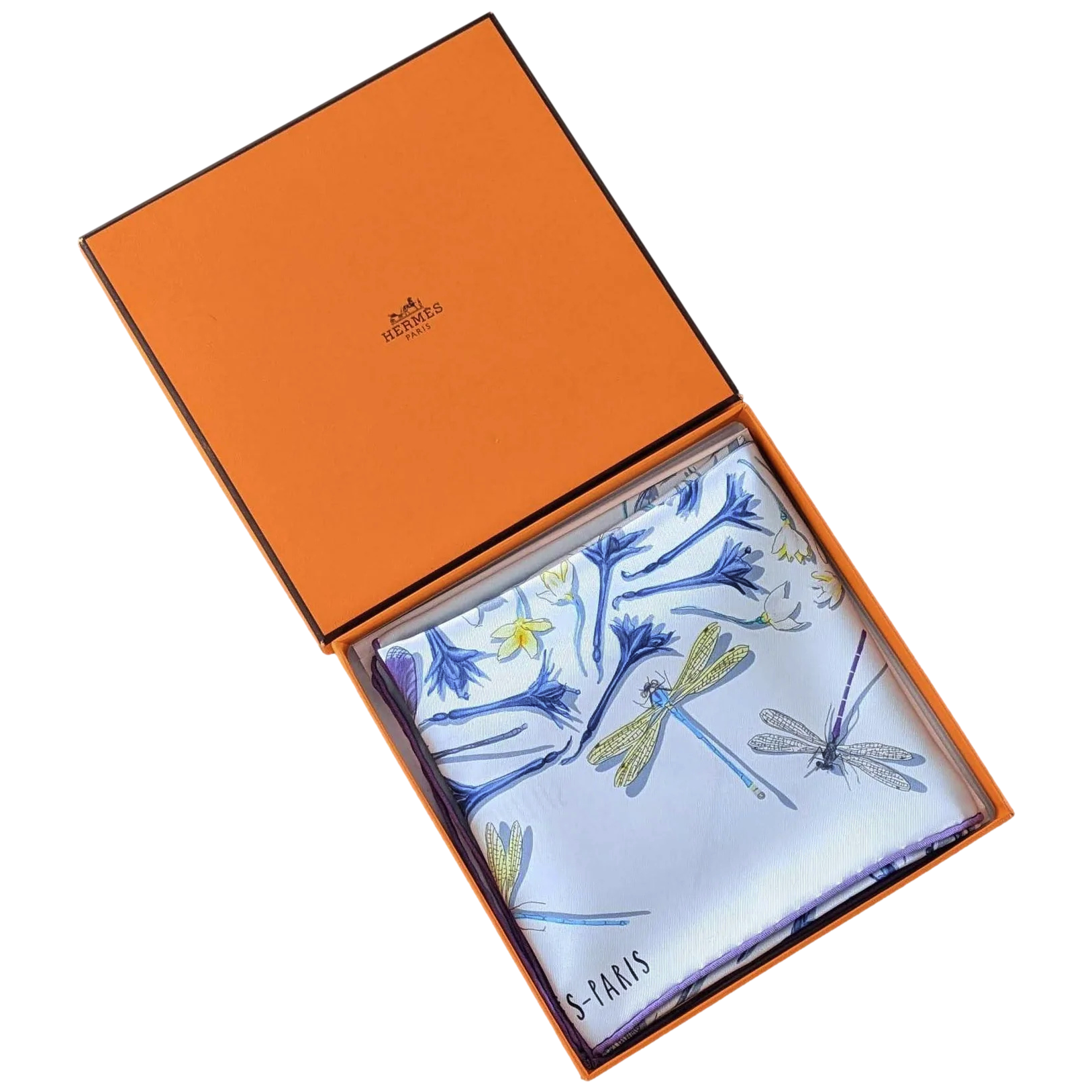 Hermes 2016 Ciel/Mais/Violet "Dragonflies" by Leight P. Cooke Vintage Silk 70