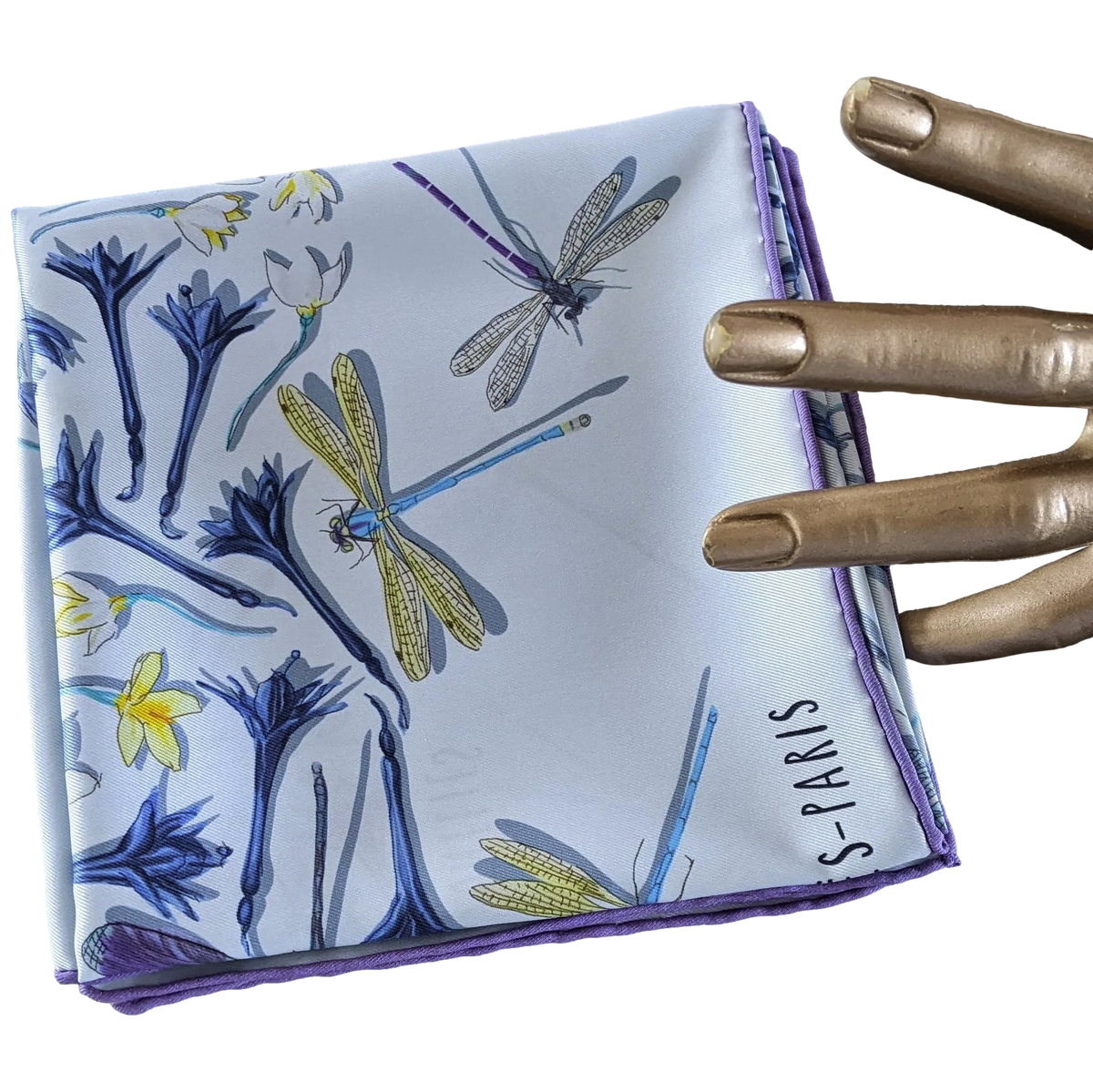 Hermes 2016 Ciel/Mais/Violet "Dragonflies" by Leight P. Cooke Vintage Silk 70