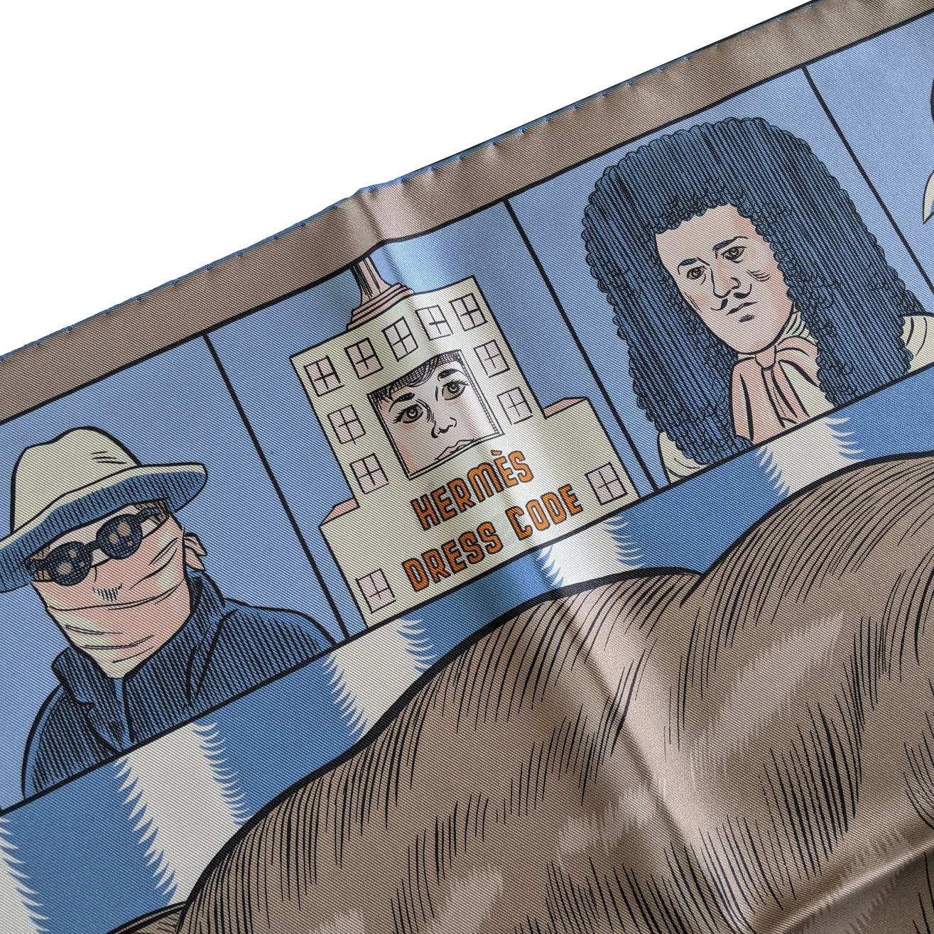 Hermes [C208] "Dress Code" by Daniel Clowes Double Face Carre Twill 90 cm