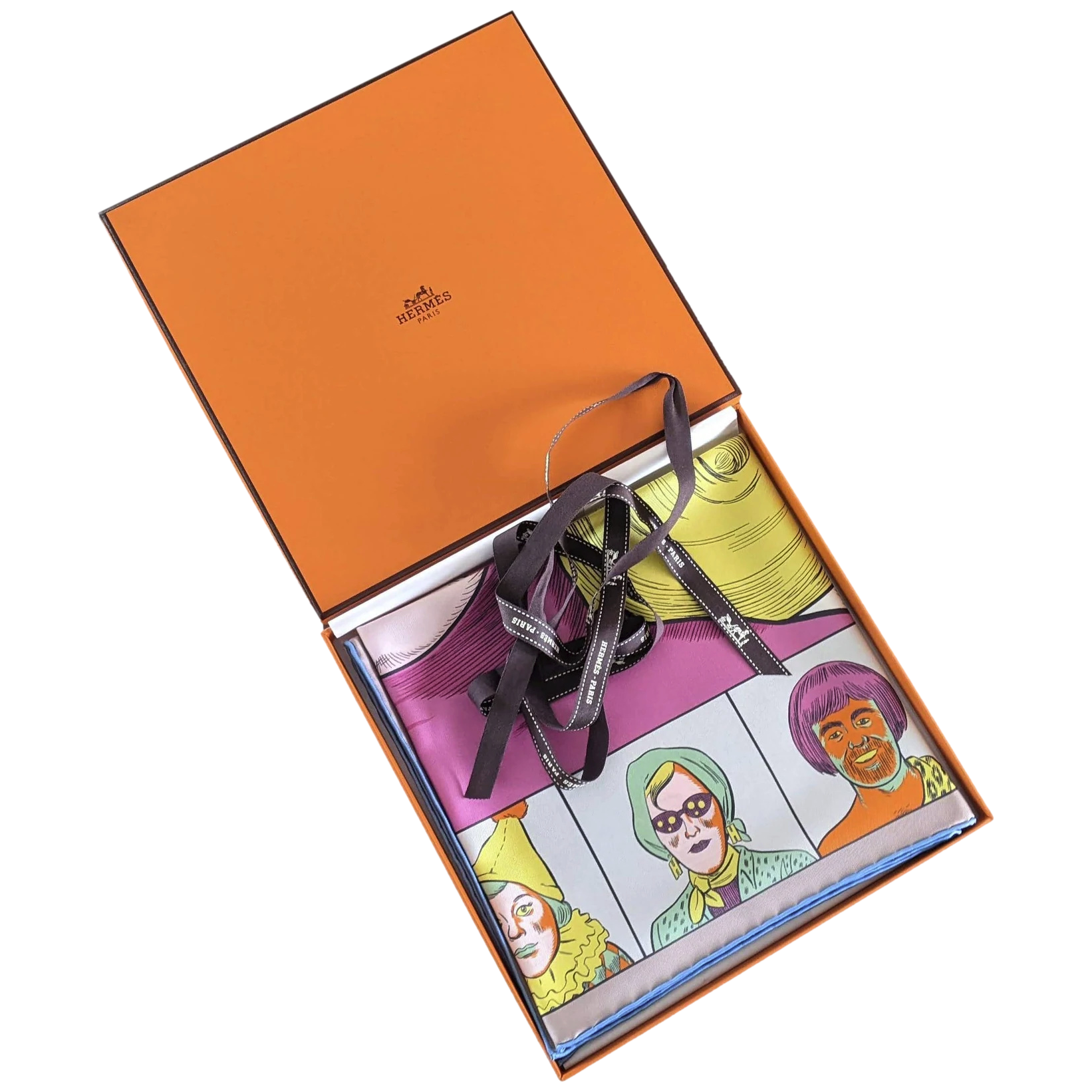 Hermes [C208] "Dress Code" by Daniel Clowes Double Face Carre Twill 90 cm