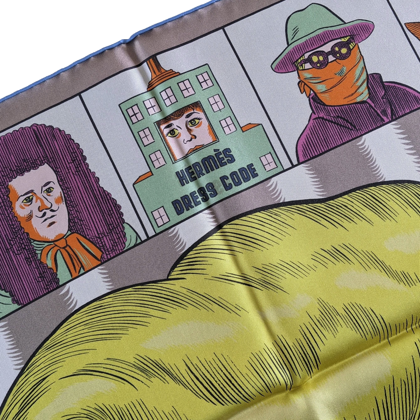 Hermes [C208] "Dress Code" by Daniel Clowes Double Face Carre Twill 90 cm