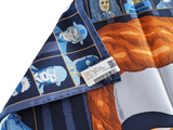 Hermes [G2] Bleu ardoise/Rouille/Ciel "Dress Code" by Daniel Clowes Twill Gavroche Pocket Scarf 45 cm