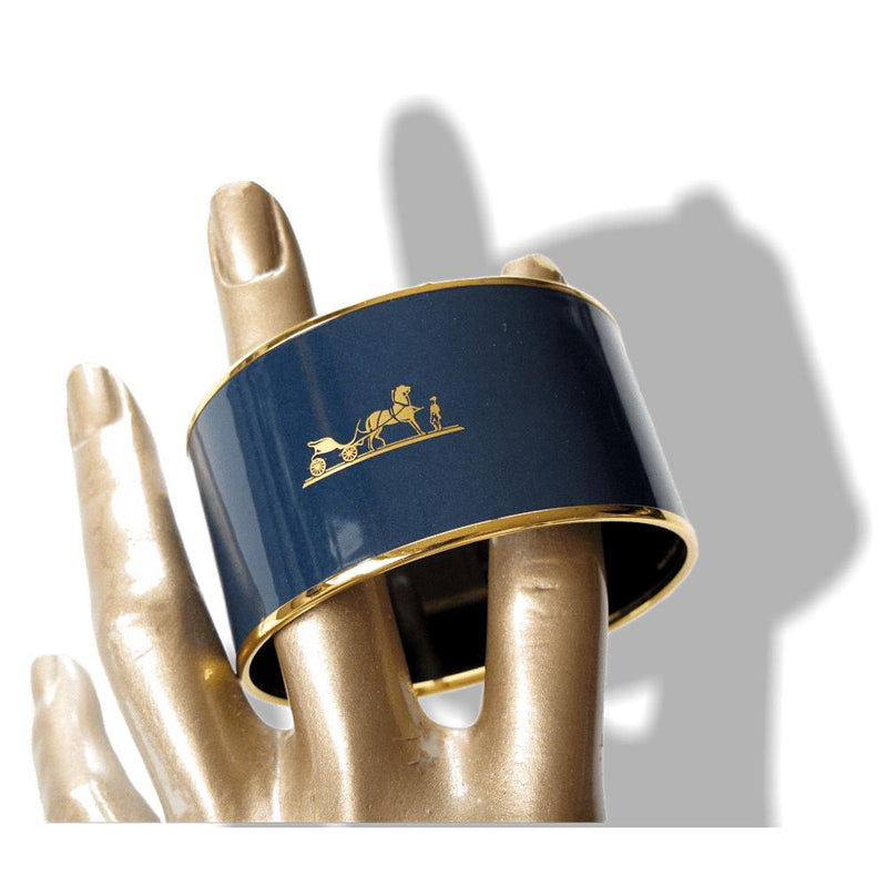 Hermes Duck Enamel Gold Trim Caleche Xtra Wide Bangle Bracelet, New! - poupishop