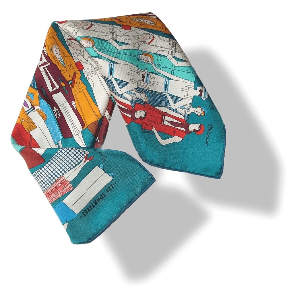 Hermes Duck Les Sportives Silk Pocket Scarf Gavroche 42cm, NIB! - poupishop