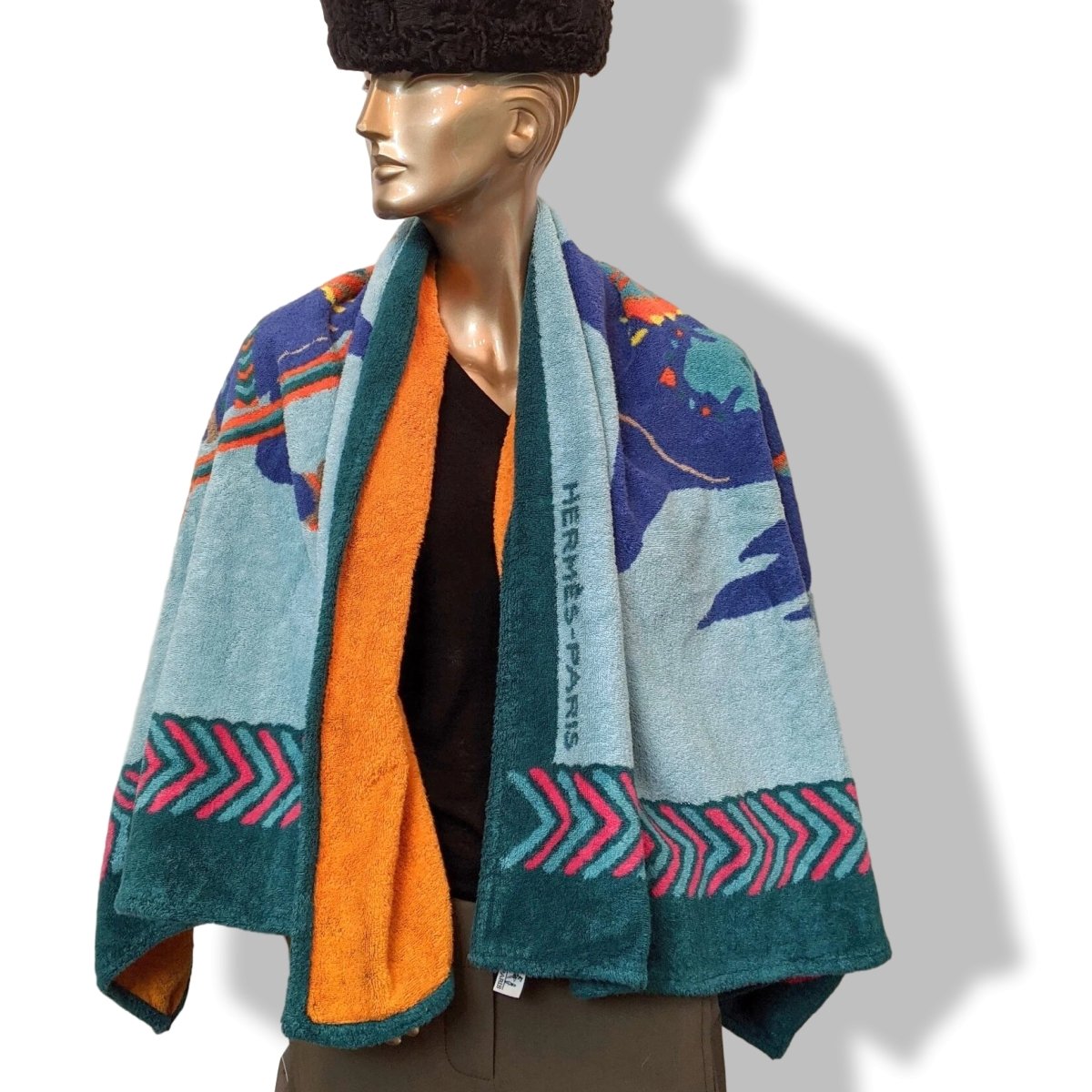 Hermes Duck/Sky/Orange CHEVAL Horse Tapis de Plage Terry Beach Towel 150 x 90cm cm - poupishop
