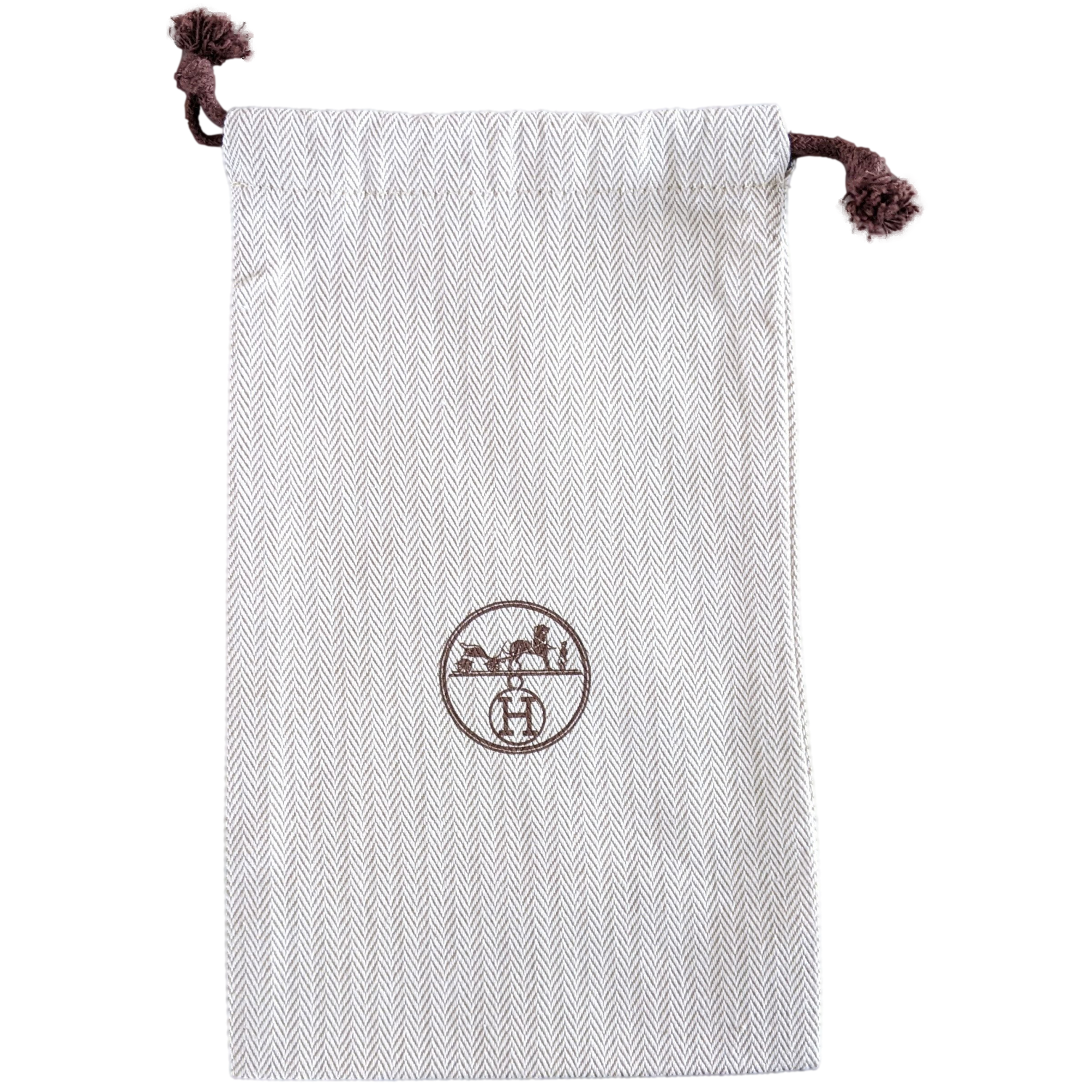 Hermes [H02] Toile Chevron Dust Cover Bag Herringbone Canvas 13 x 22 cm
