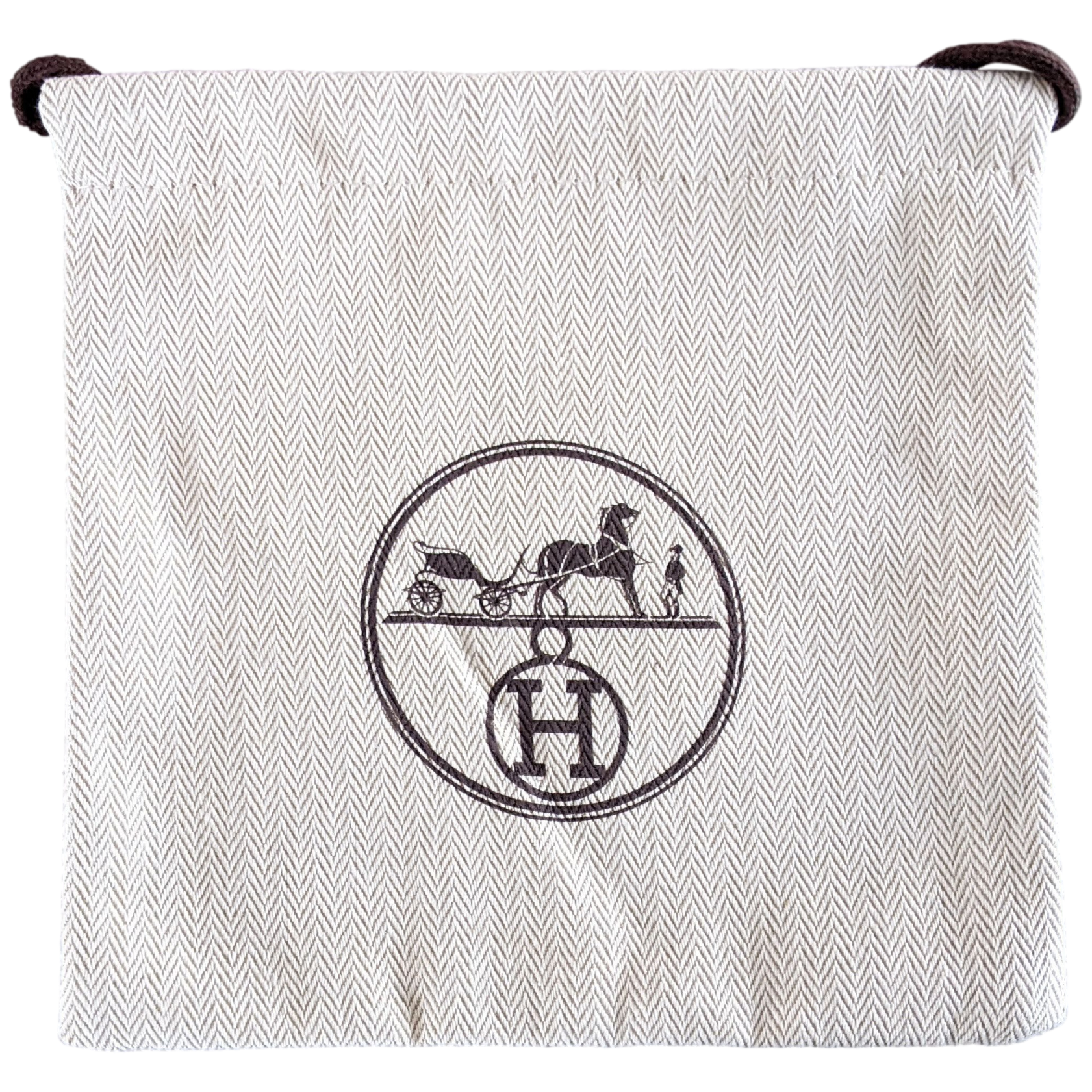 Hermes [H07] Toile Chevron Dust Cover Bag Herringbone Canvas 18 x 17 cm