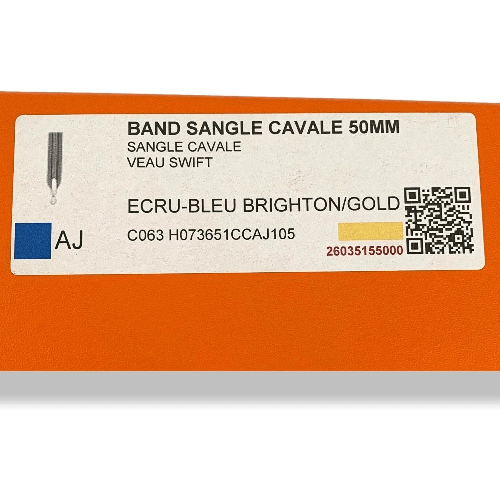 Hermes Ecru/Bleu Brighton/Gold Swift SANGLE CAVALE 50 MM GOLD Bag Strap 105, NWTIB! - poupishop