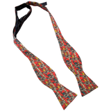 Hermes Rouge/Gris/Multi "Ecuries" Adjustable Self-Tie Bow Tie Twill Silk