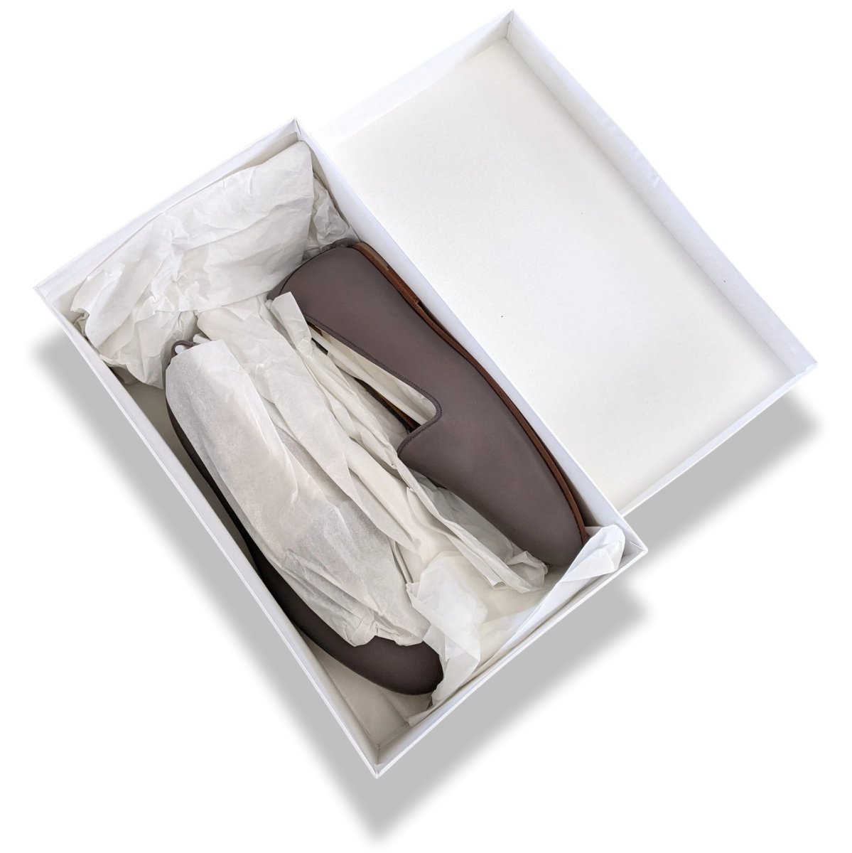 Hermes Elegant Gris Etain Nappa GASPARD Men's Loafers Mocassins Shoes, BNEW in White Box and Dustbag! - poupishop