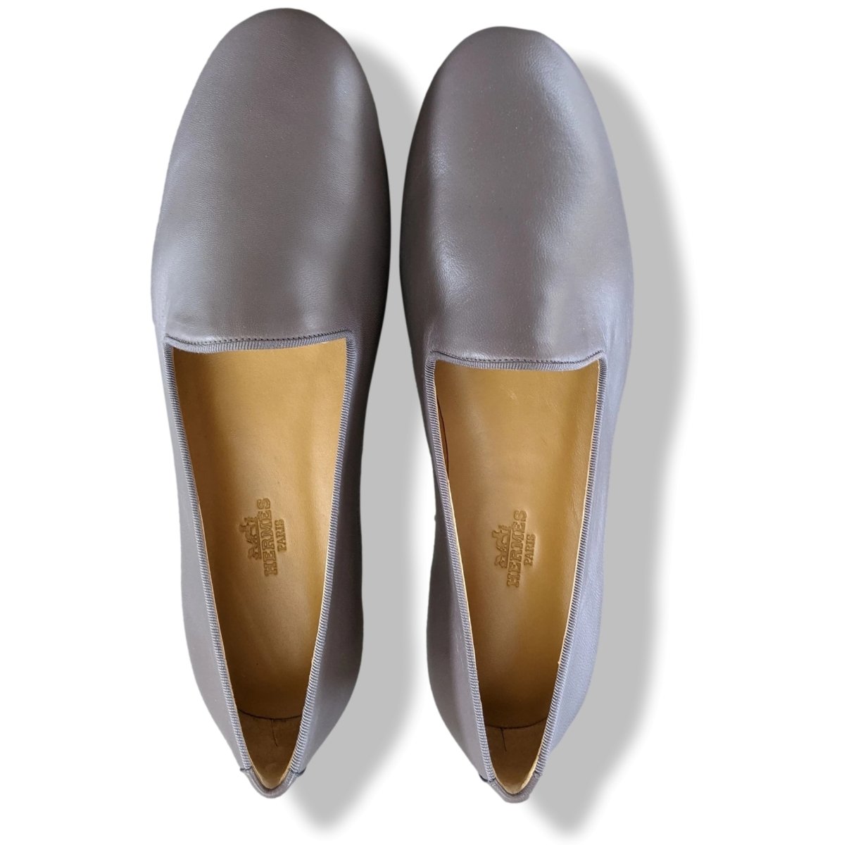 Hermes Elegant Gris Etain Nappa GASPARD Men's Loafers Mocassins Shoes, BNEW in White Box and Dustbag! - poupishop