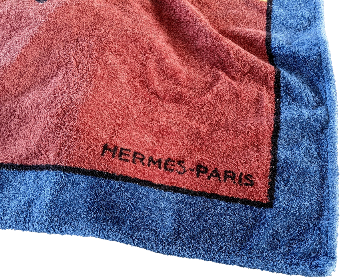 Hermes Vintage " Elephant " Terry Beach Towel 90 x 150 cm