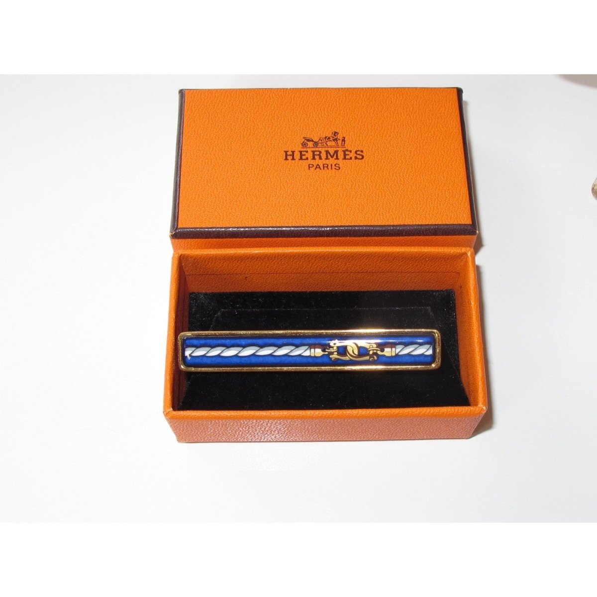 Hermes Enamel and Plated Gold 24k Tie Pin, NIB! - poupishop