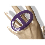 Hermes Enamel & Plated silver and Palladium Purple Chaine d'Ancre Buckle H 32mm, New! - poupishop