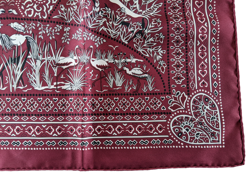 Hermes 2016 Bordeaux/Blanc/Noir "Entre Ciel et Mer" by Christine Henry Silk Bandana 55