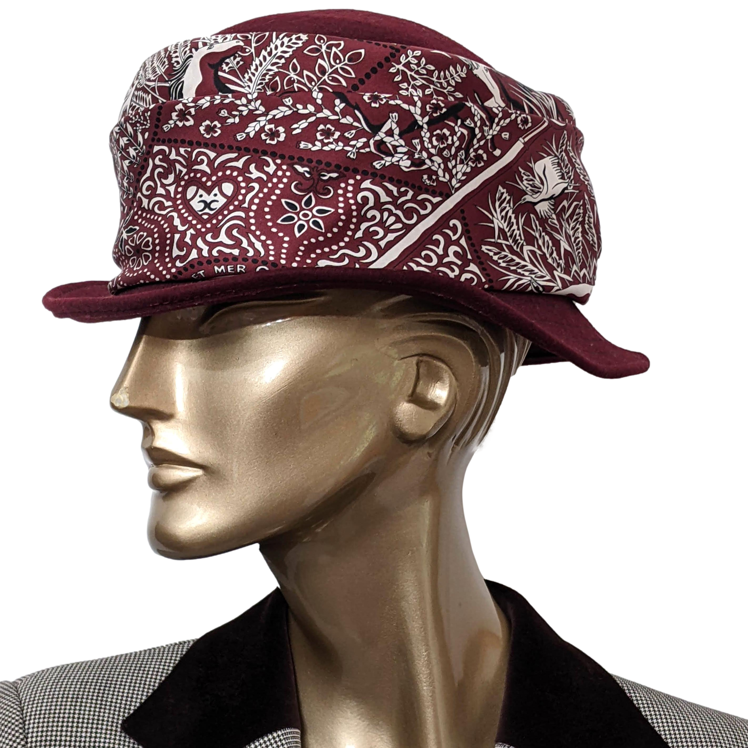 Hermes 2016 Bordeaux/Blanc/Noir "Entre Ciel et Mer" by Christine Henry Silk Bandana 55