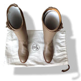 Hermes Etoupe Calfskin Leather Women's JUMPING Equistrian Style Boots Sz 39.5, NIB! - poupishop