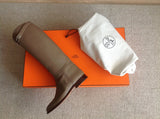 Hermes Etoupe Calfskin Leather Women's JUMPING Equistrian Style Boots Sz 39.5, NIB! - poupishop
