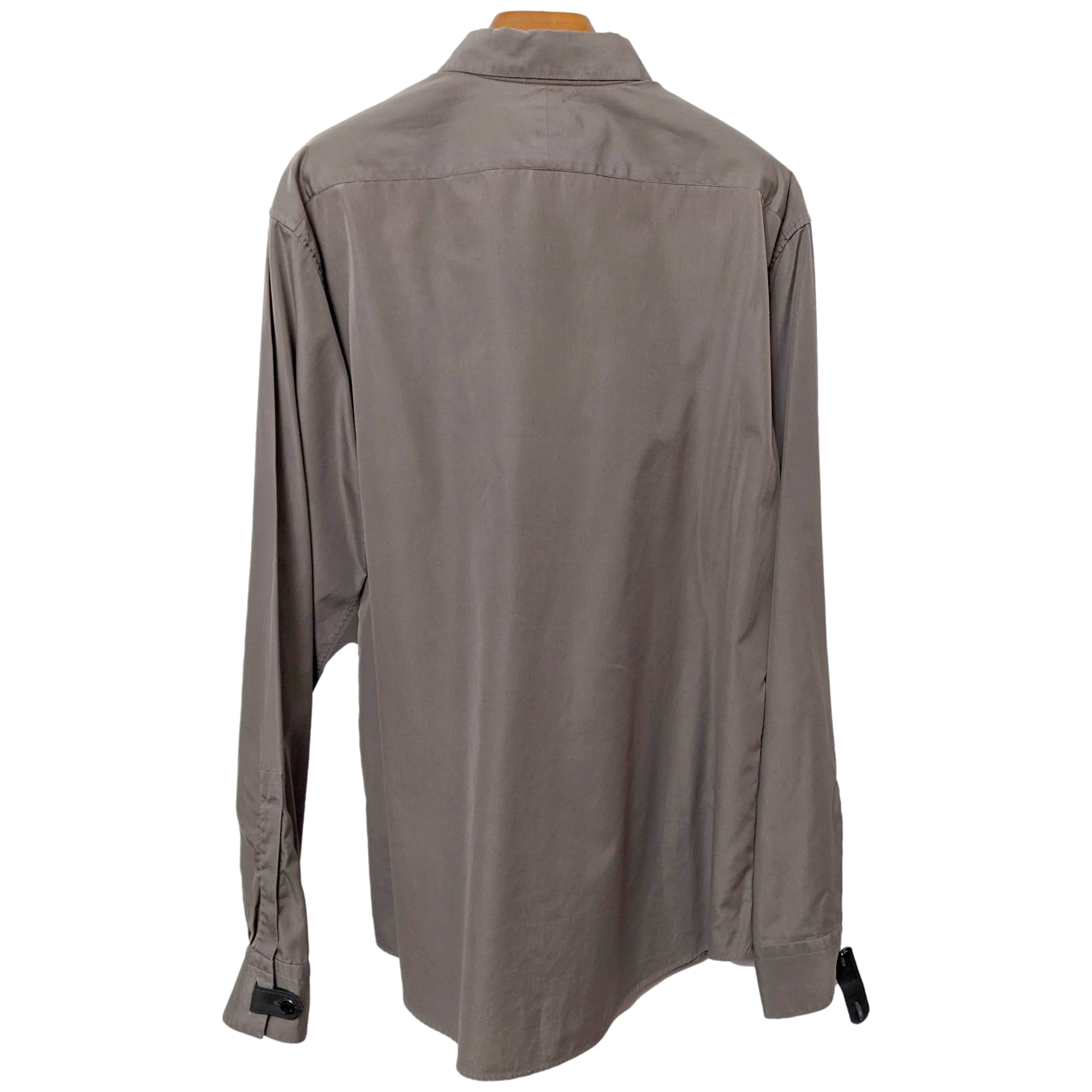 Hermes Men's Etoupe Cotton Long Sleeves Shirt with Removabe Lambskin Tabs