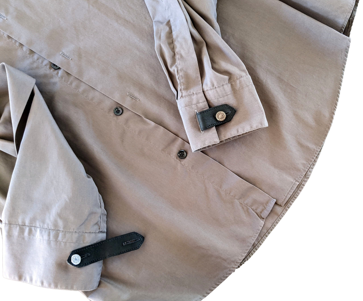 Hermes Men's Etoupe Cotton Long Sleeves Shirt with Removabe Lambskin Tabs