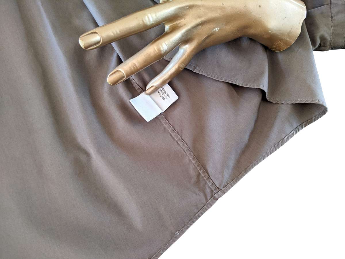 Hermes Men's Etoupe Cotton Long Sleeves Shirt with Removabe Lambskin Tabs