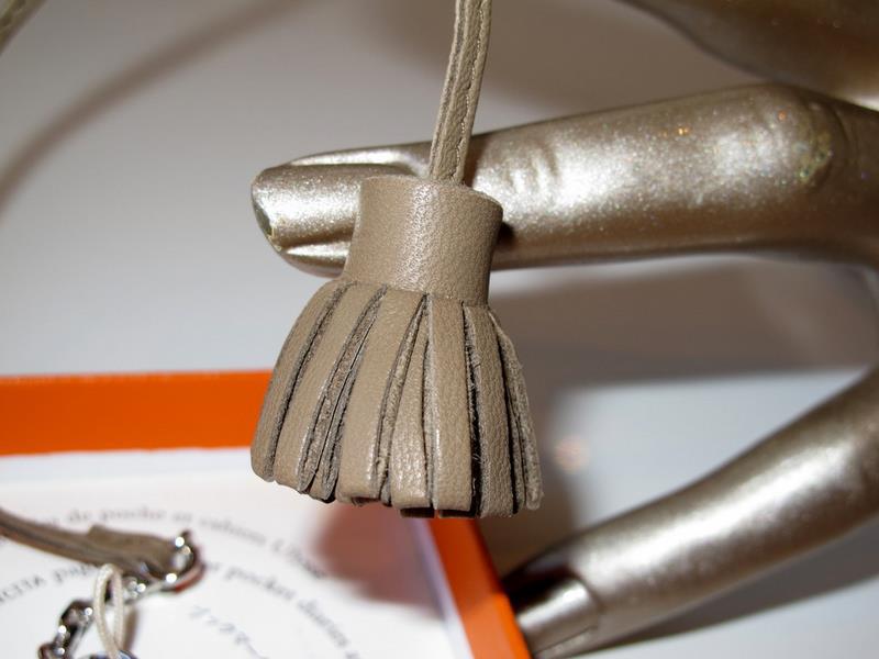 Hermes Etoupe Marque-Page Pompon Carmencita Tiny Bag Charm, NIB! - poupishop