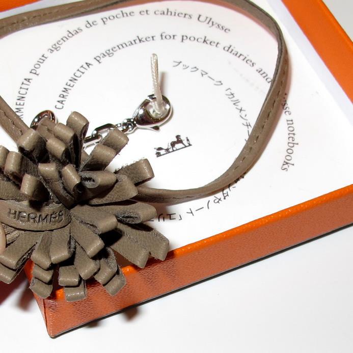 Hermes Etoupe Marque-Page Pompon Carmencita Tiny Bag Charm, NIB! - poupishop