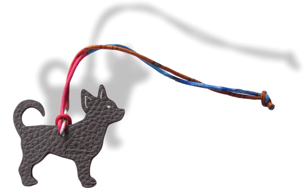 Hermes Etoupe Orange Dog Chihuahua Petit H Bag Charm PM, NIB! - poupishop