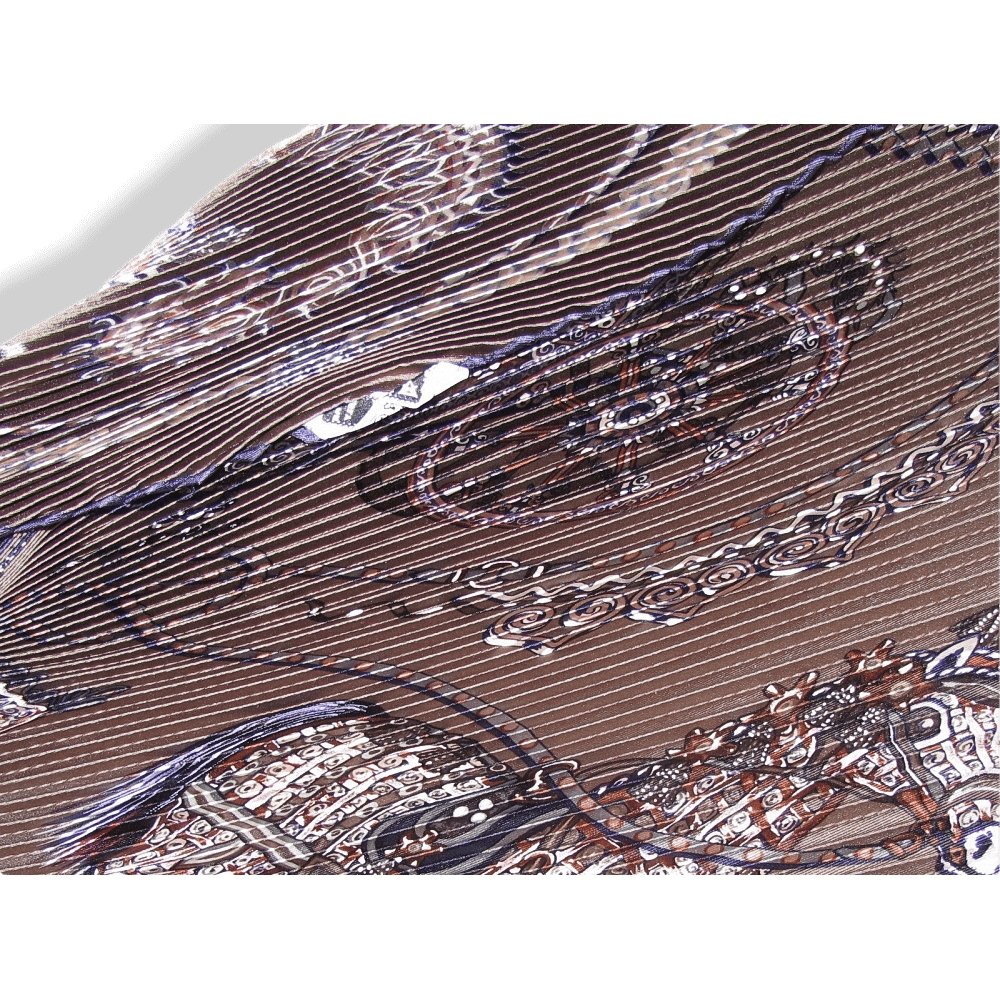 Hermes Etoupe Purple Paperoles Pleated Plisse Twill 90cm, NIB! - poupishop