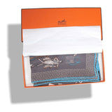 Hermes Etoupe Turquoise Printemps Ete 69 - Automne Hiver 70 Gavroche 42cm, NIB! - poupishop