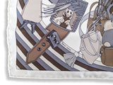 Hermes Etoupe/Gris/Blanc MADAME CUIR Twill Gavroche 42cm, BNIB! - poupishop