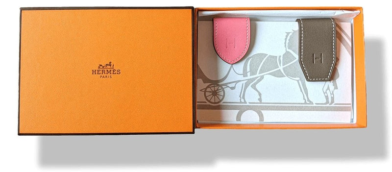 Hermes AT'H Set of 2 Magnets /Money Clips Orange Swift Leather