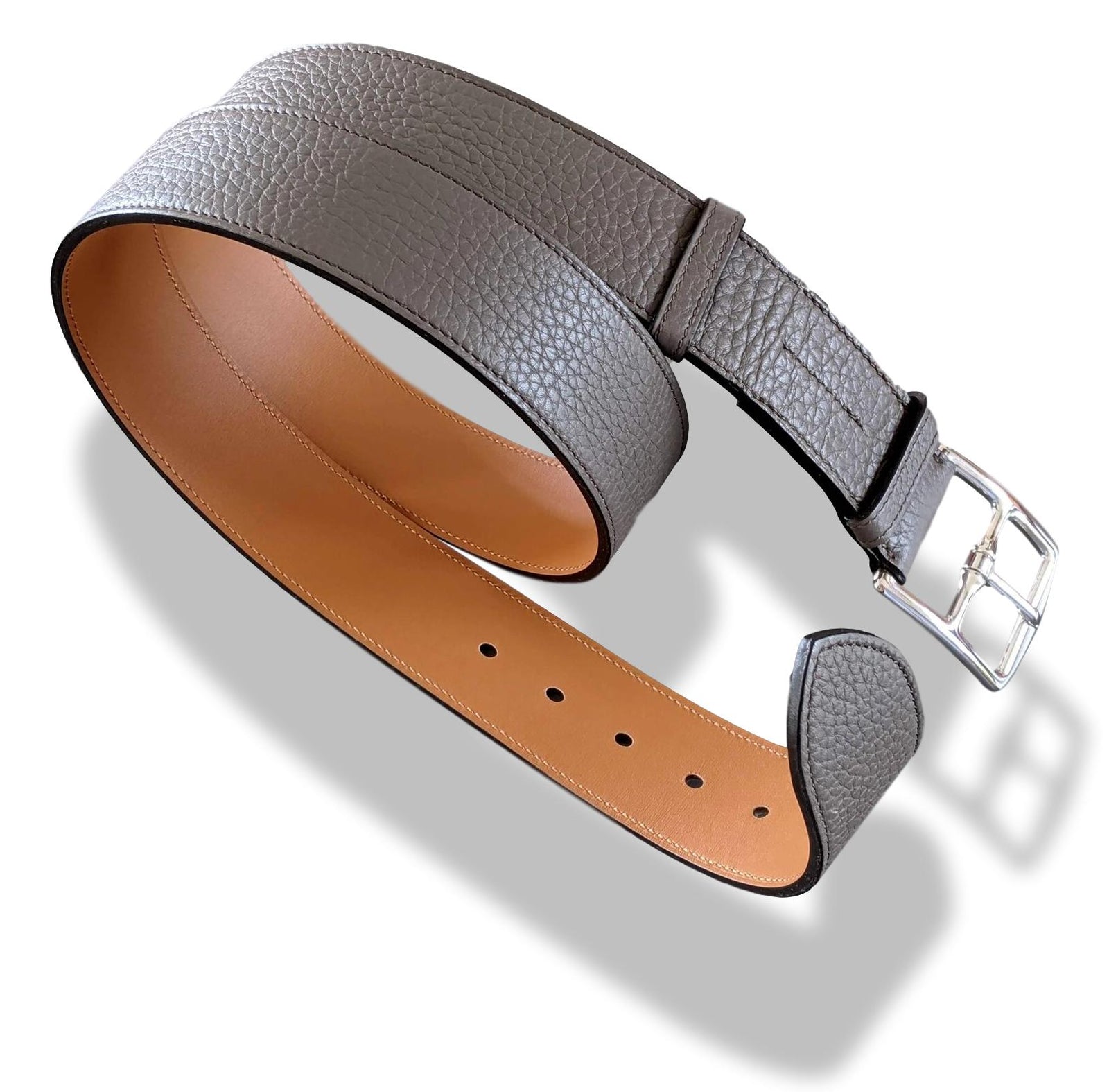 HERMES Serie belt Ethane gray/SilverHardware Taurillon Clemence mens Hermes [149] 2012 Unisex Grey Beton Taurillon Clemence  main image 2
