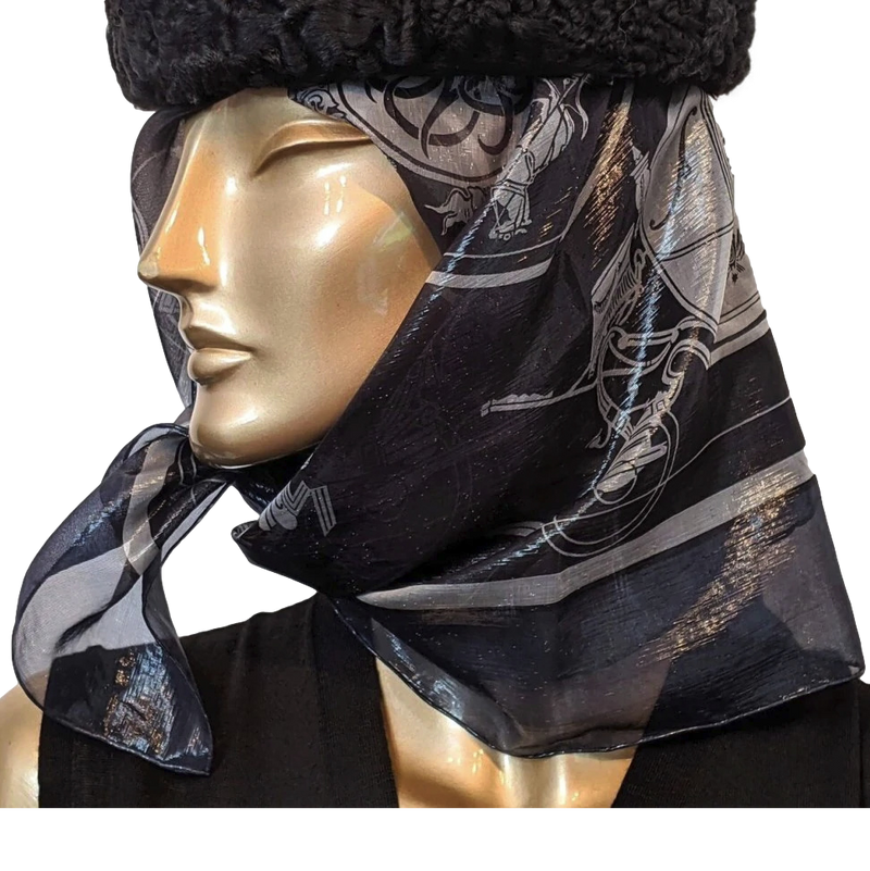 Produits Hermes 2008 Dark Blue Black Grey Special Issue Iridescent Glam Ex Libris 70% Silk Scarf 70 cm