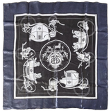 Produits Hermes 2008 Dark Blue Black Grey Special Issue Iridescent Glam Ex Libris 70% Silk Scarf 70 cm