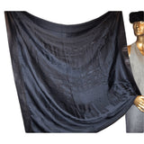 Hermes Exceptional Night Blue Jacquard Silk and Black Lambskin Leather Sangles Unisex Silk 140, Rare, NIB! - poupishop