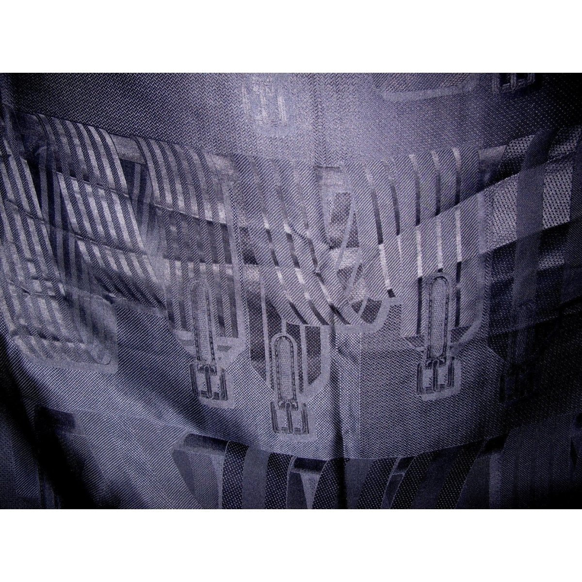 Hermes Exceptional Night Blue Jacquard Silk and Black Lambskin Leather Sangles Unisex Silk 140, Rare, NIB! - poupishop
