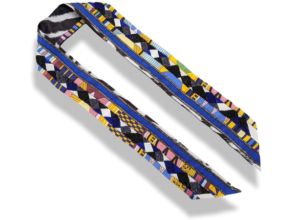 Hermes Exceptional PELAGES ET CAMOUFLAGE by Aline Honoré HAND EMBROIDERED Twilly, RARE, New without Tag! - poupishop