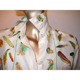Hermes Exclusif Vintage 1980s Plumes Print Silk Shirt Sz42 - poupishop