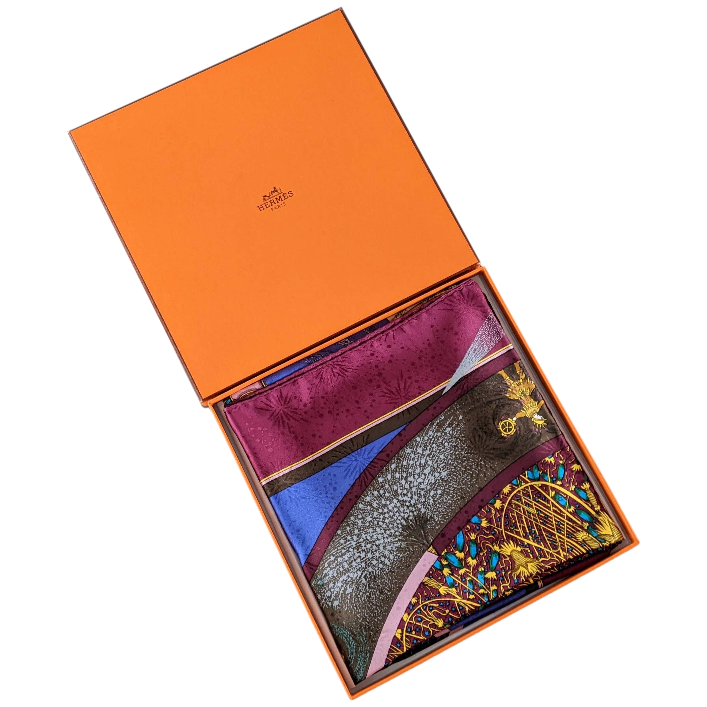 Hermes 1987 Celebrating 150 ans " Feux d'artifices 1937-1987 " by Michel Duchene Jacquard Twill 90cm
