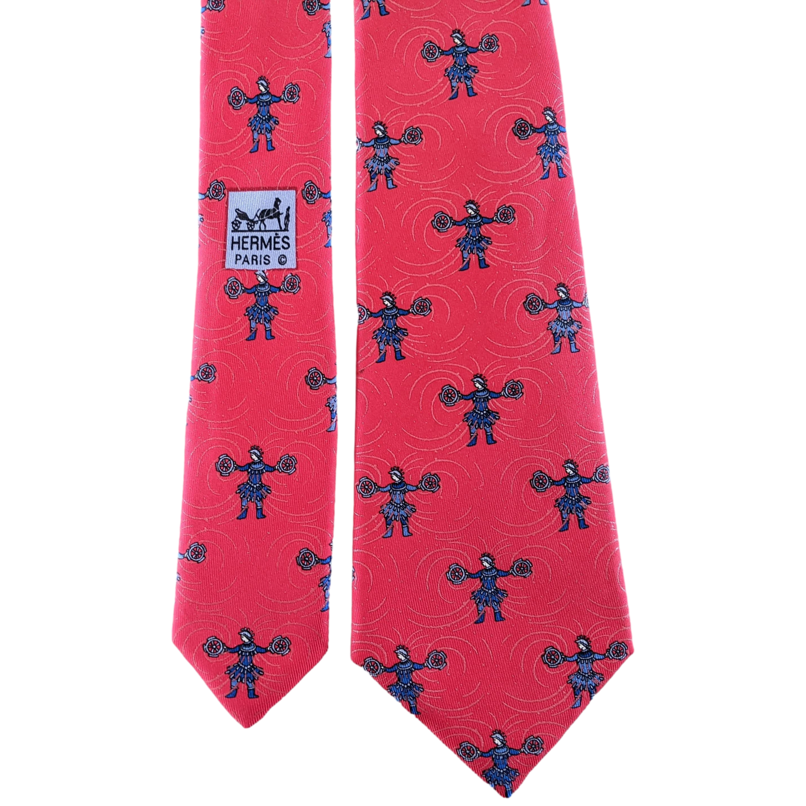 Hermes Red Celebration 150 Ans "Feux d'Artifice" Twill Silk Tie 8 cm,