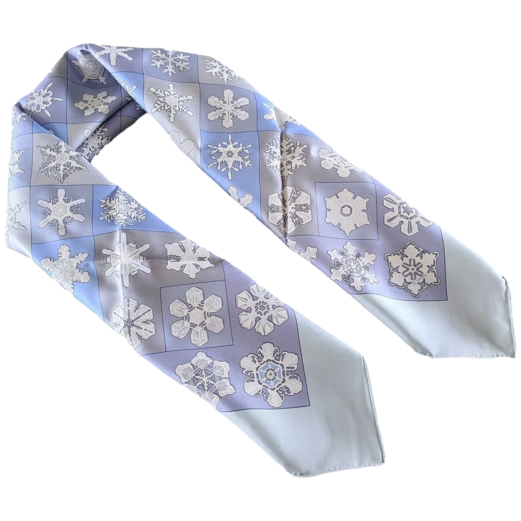 Hermes 1999 Aqua/Acier/Lavande FEUX DE L' HIVER by Christiane Vauzelles Blanc Matte Overlay Crispy Twill 90cm