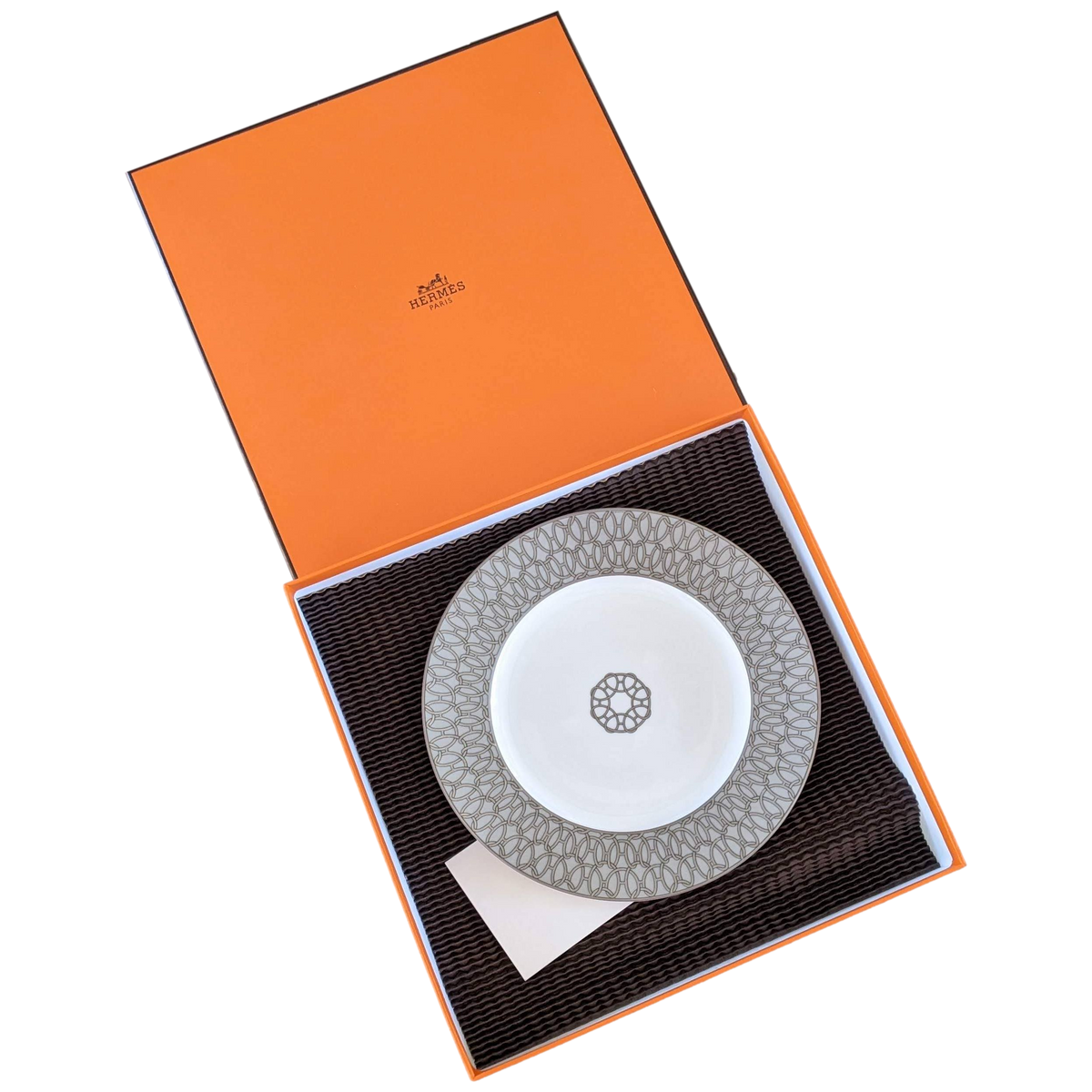 Hermes [PL02] Gris Assiete "Fil d'Argent" Plate 22,5 cm