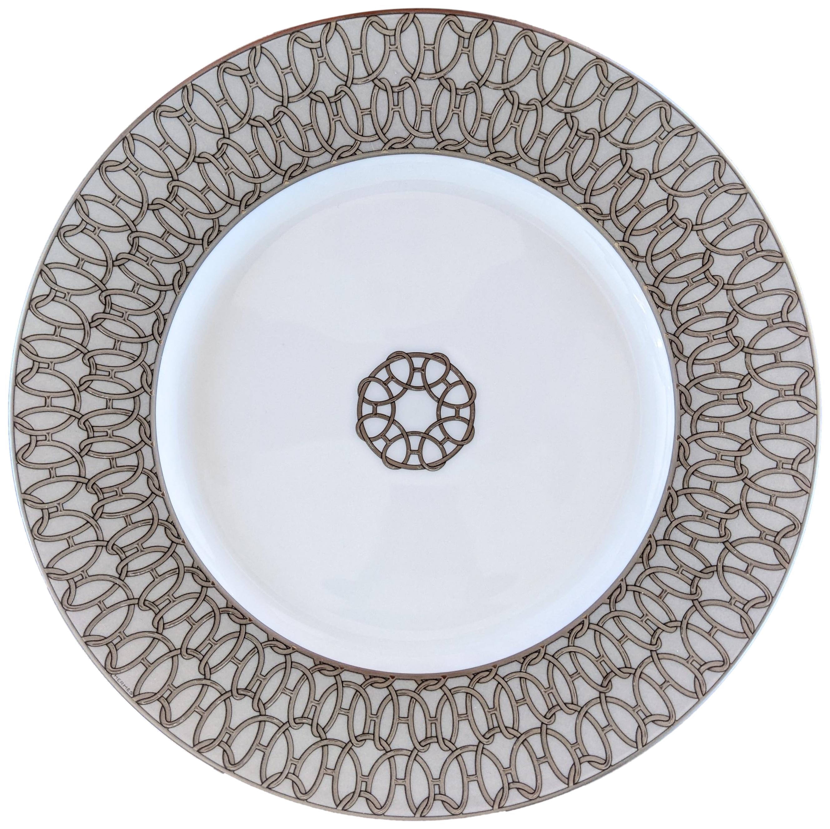 Hermes [PL02] Gris Assiete "Fil d'Argent" Plate 22,5 cm
